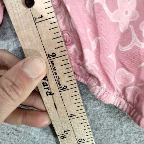 NEW! VTG baby GAP 1pc Romper Girls Size 12-18m Pink White Floral Stretch Knit - Picture 6 of 10